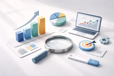 Moderne minimalistische Szene als Sinnbild für SEO, digitale Strategie und bessere Online-Sichtbarkeit